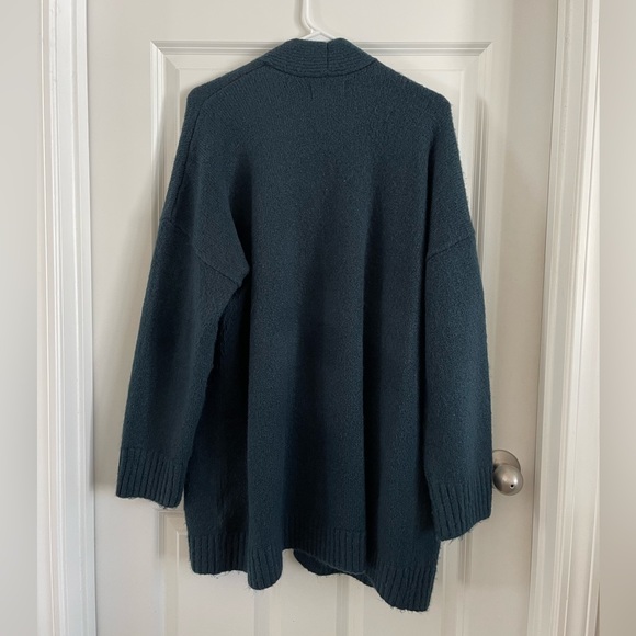 Old Navy Open-Front Longline Cardigan— with Pockets! Dark Blue/Green, Size L. - Picture 3 of 5